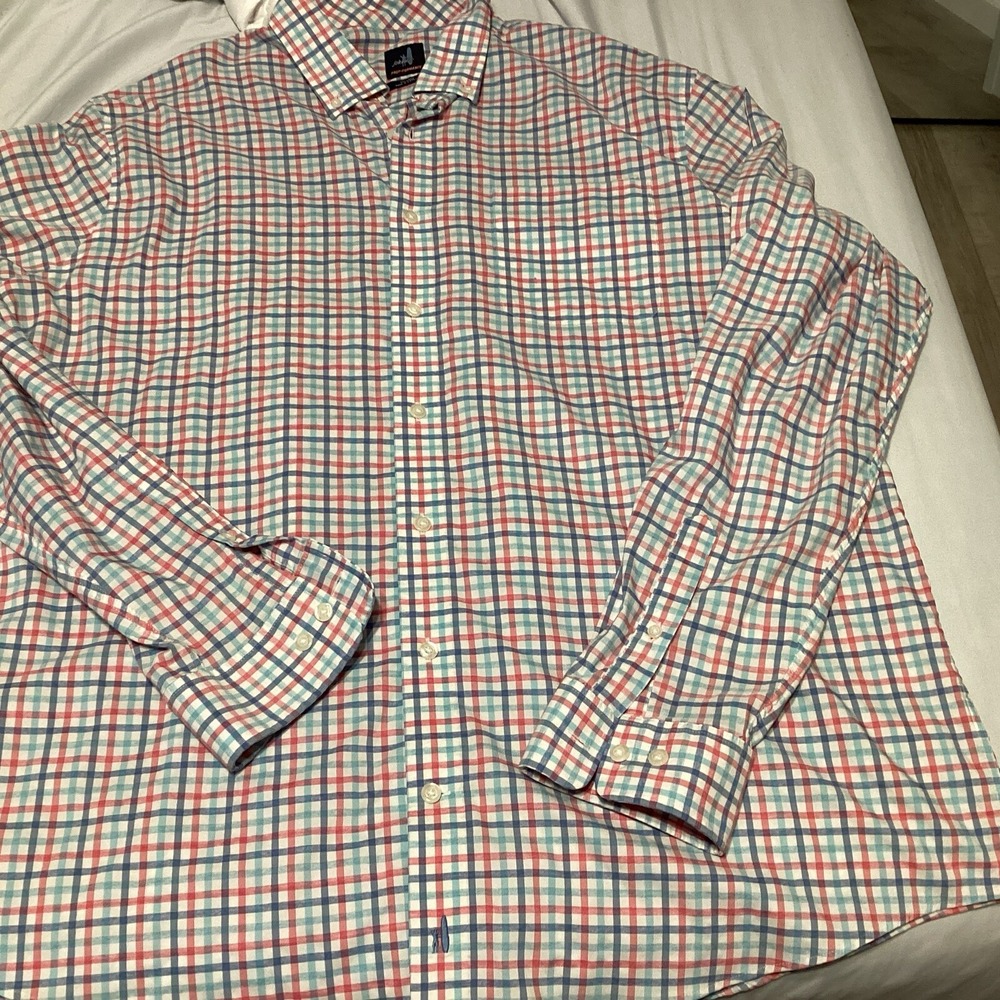 Johnnie O Prep Formance Shirt Mens XXL Blue And Red Plaid